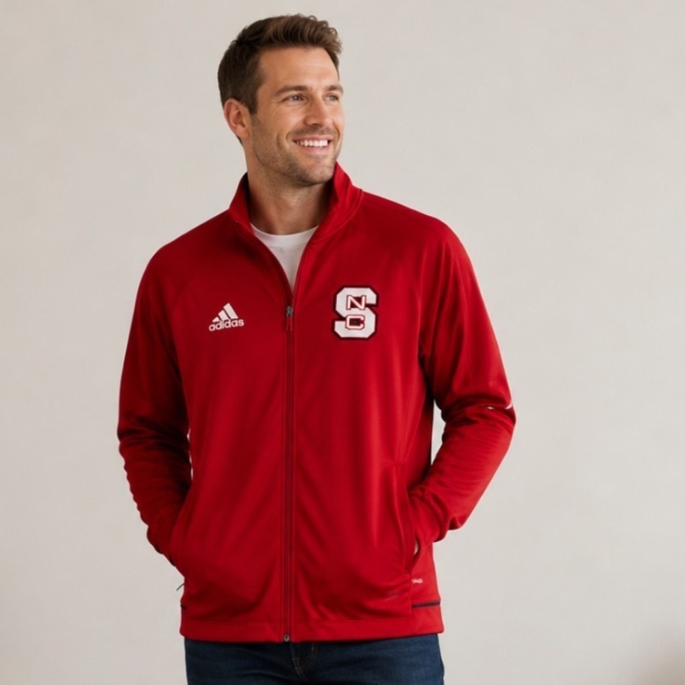 Adidas x NC State | Men's Wolfpack ACC Climalite Red Full Zip Track Jacket, L